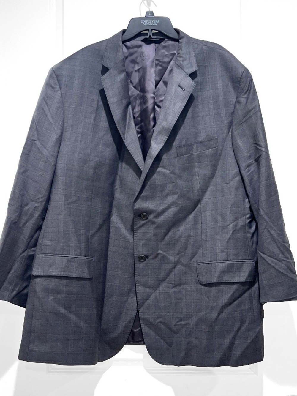 Jos A Bank Signature gold Blazer dark Gray 54L 100% 150s Wool Window Pane Plaid